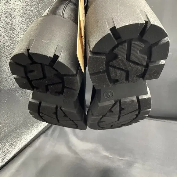 Madden NYC Women's Black Rhinestone Chain Zip Lug Sole Chelsie Ankle Boots Sz 9 - Picture 9 of 13